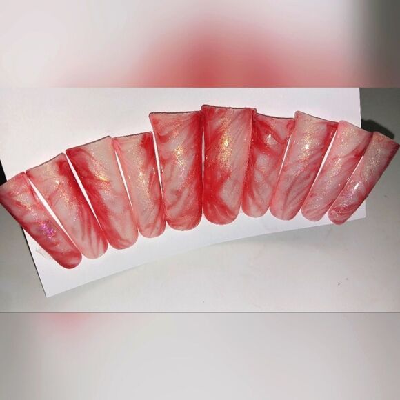 Hand crafted custom 10pc duck shape acrylic press on nails sz large - Picture 3 of 8